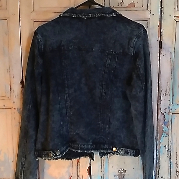 Andrew Marc New York Performance Frayed Knit Jacket  Blue - Picture 8 of 16